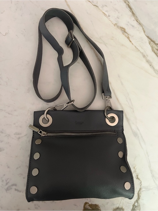 Hammitt Handbags - Hammitt Tony Small Crossbody Pewter Leather Brushed Silver